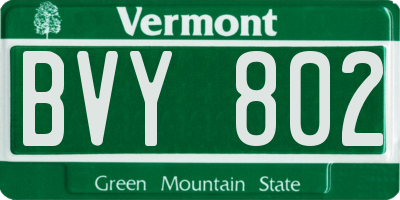 VT license plate BVY802