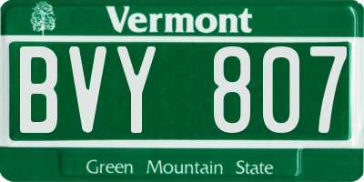 VT license plate BVY807