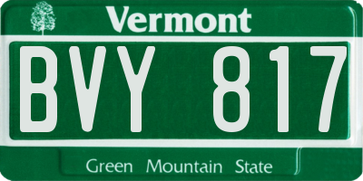 VT license plate BVY817