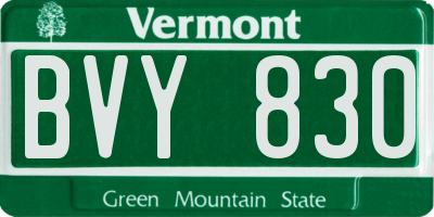 VT license plate BVY830