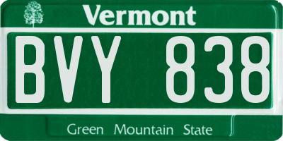 VT license plate BVY838