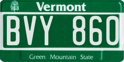 VT license plate BVY860