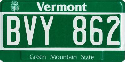 VT license plate BVY862
