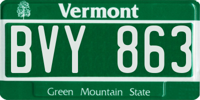 VT license plate BVY863