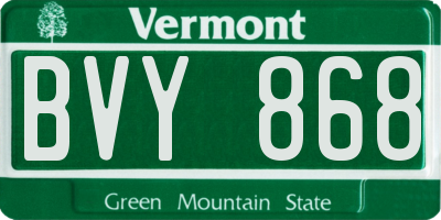 VT license plate BVY868