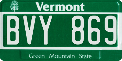VT license plate BVY869