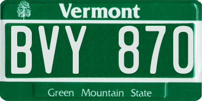 VT license plate BVY870