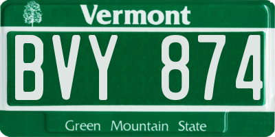 VT license plate BVY874
