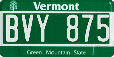 VT license plate BVY875