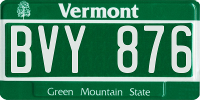 VT license plate BVY876