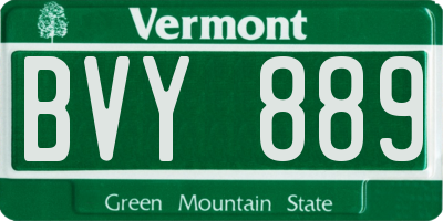 VT license plate BVY889