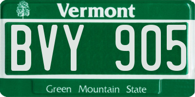 VT license plate BVY905