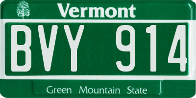 VT license plate BVY914