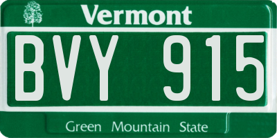 VT license plate BVY915