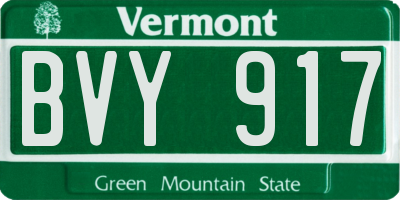 VT license plate BVY917