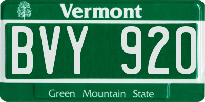 VT license plate BVY920