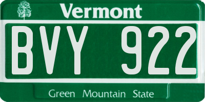VT license plate BVY922