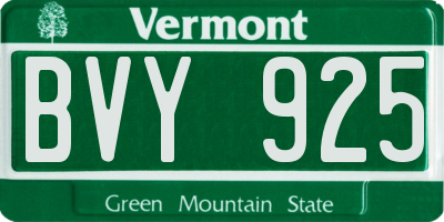 VT license plate BVY925