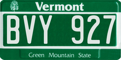 VT license plate BVY927