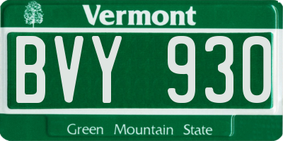 VT license plate BVY930