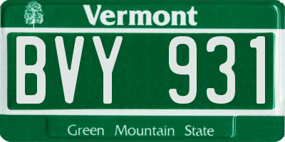 VT license plate BVY931