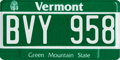 VT license plate BVY958