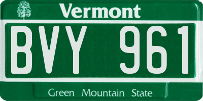 VT license plate BVY961