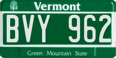 VT license plate BVY962