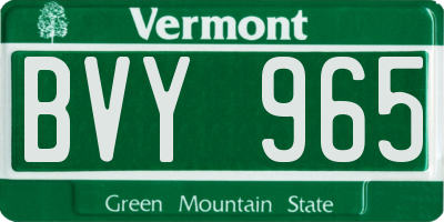 VT license plate BVY965