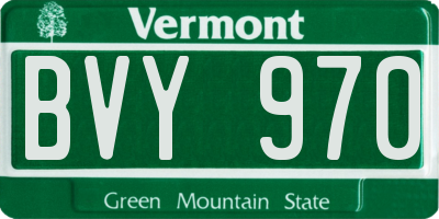VT license plate BVY970