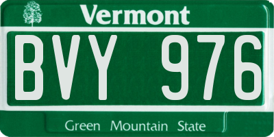 VT license plate BVY976