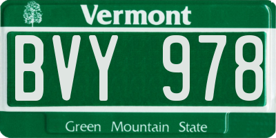 VT license plate BVY978