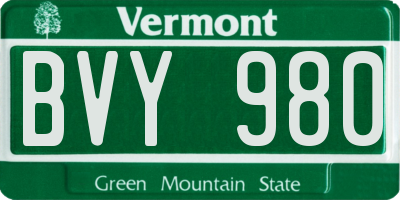 VT license plate BVY980