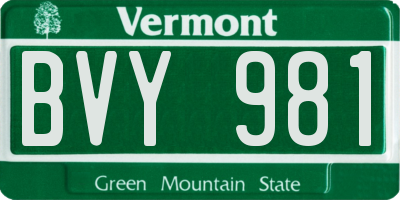 VT license plate BVY981