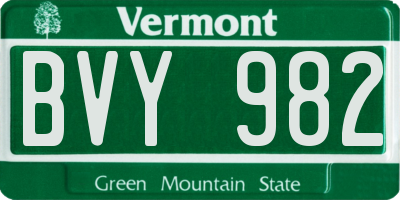 VT license plate BVY982