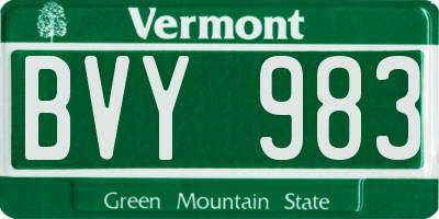 VT license plate BVY983