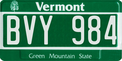 VT license plate BVY984
