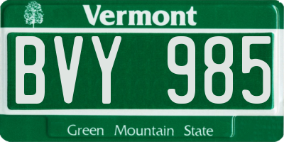 VT license plate BVY985