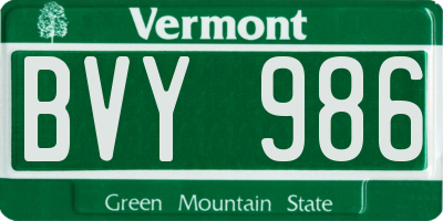 VT license plate BVY986