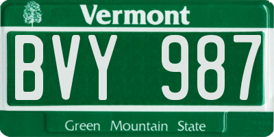 VT license plate BVY987