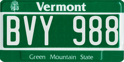 VT license plate BVY988