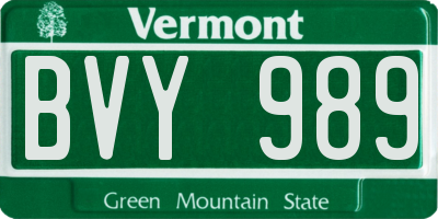 VT license plate BVY989