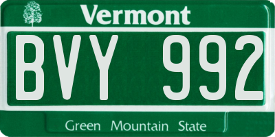 VT license plate BVY992