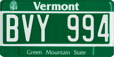VT license plate BVY994