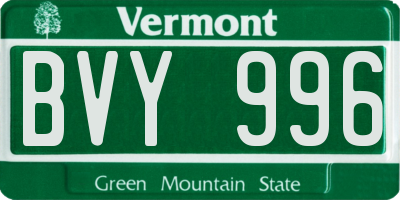 VT license plate BVY996