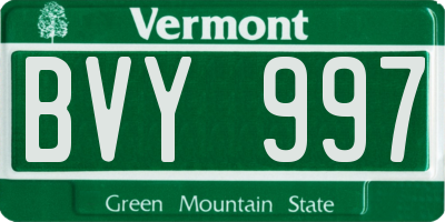 VT license plate BVY997