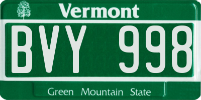 VT license plate BVY998