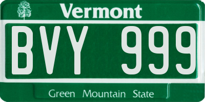 VT license plate BVY999