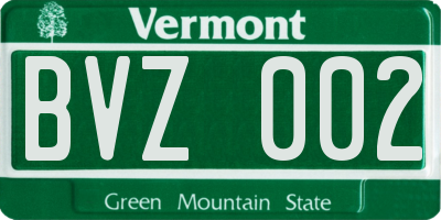 VT license plate BVZ002