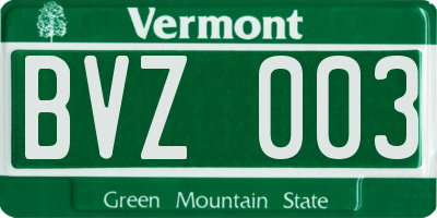 VT license plate BVZ003